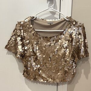 Charlotte Russe Metallic Sequin Crop Top